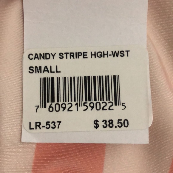 Pink Stripped High Waisted Bikini Bottoms - Picture 4 of 4